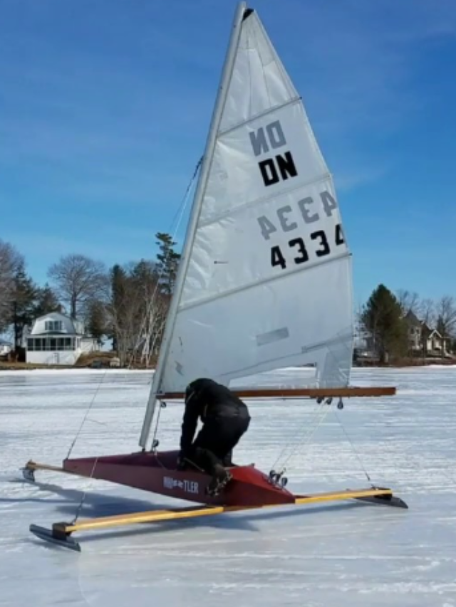 Ice Boats on Pushaw Lake during the first day of spring